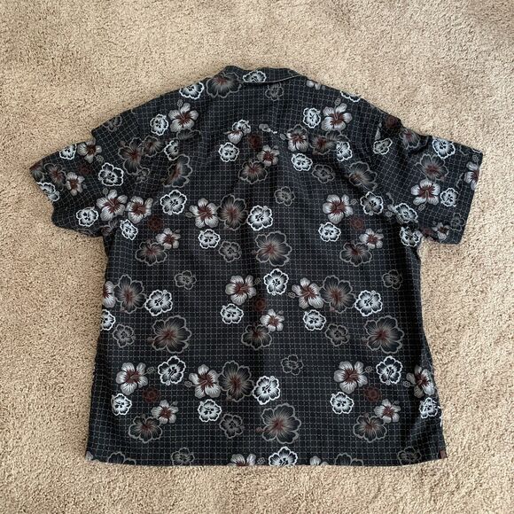 TOMMY BAHAMA Island Modern Fit Black Floral Hibiscus Shirt Men’s Size XL X - Picture 6 of 12